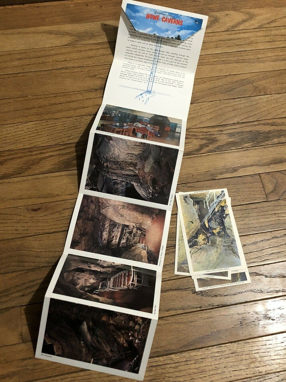 Howe Caverns NY Unposted 4 VTG Linen Postcards & 11 View Chrome RPPC Foldout Lot - Picture 4 of 7
